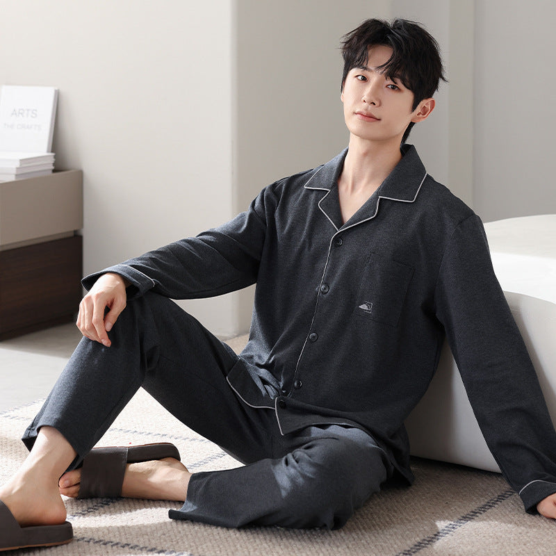 Ensemble de costumes à manches longues en coton pur minimaliste pour hommes