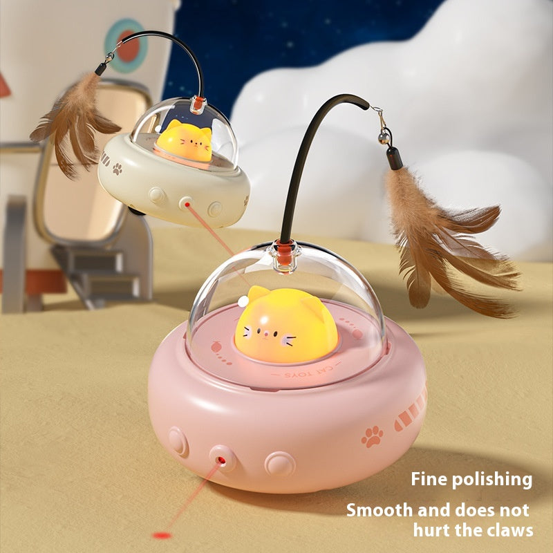 Smart Teaser Cat Toy Electric UFO Cat Teaser Stick avec Bell Training Pet Toys Remplaceable