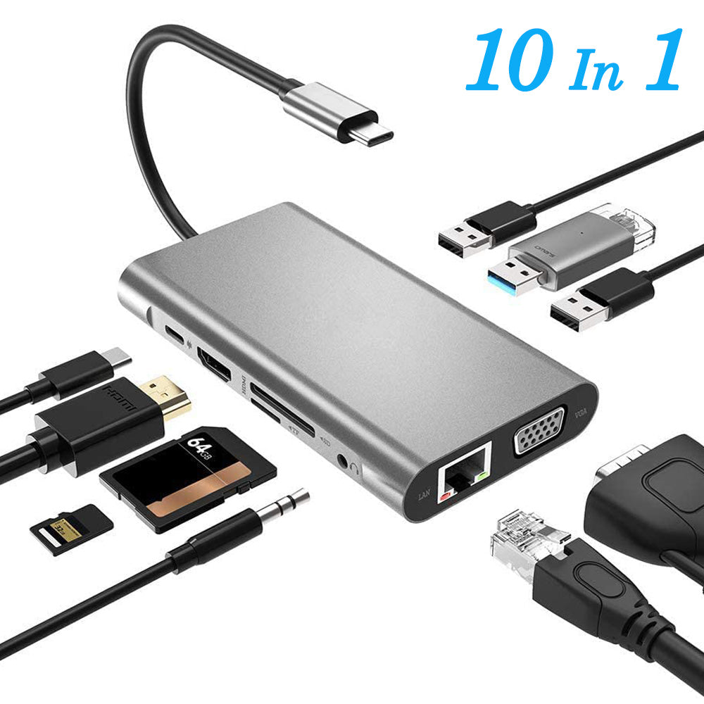 Type USB C à HDMI Dix en une extension quai USB