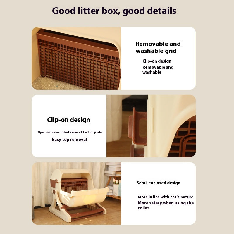 Ouvert Tilting Chat Toilette Extra Grande Boîte semi-automatique