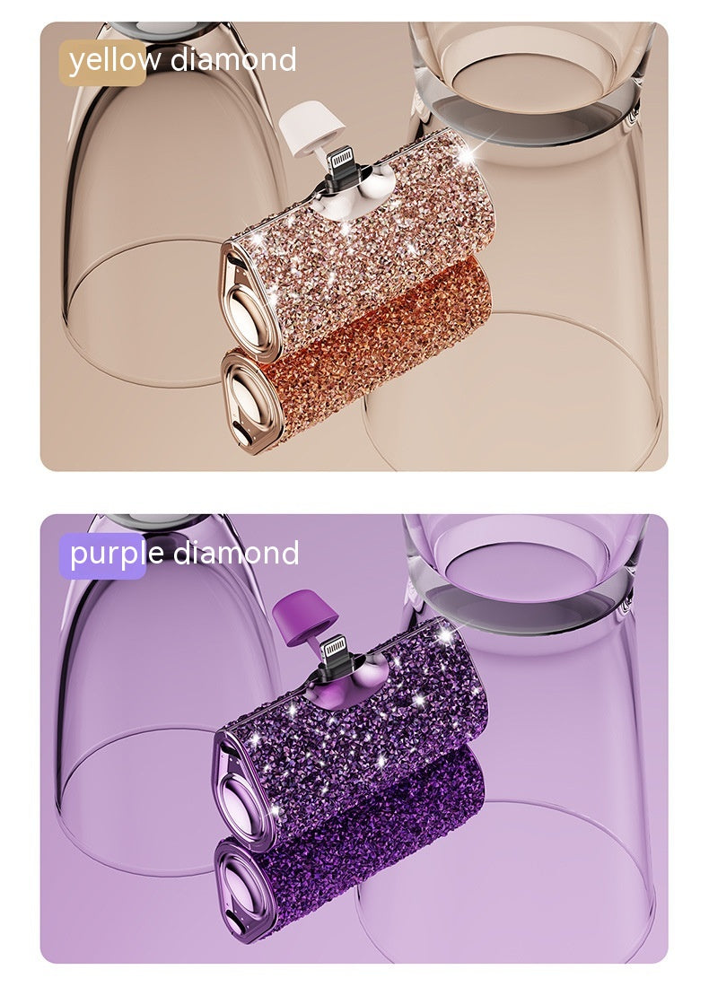 Diamond Pocket Capsule Emergency Power Bank Mini Lipstick intégré au diamant Petit Portable