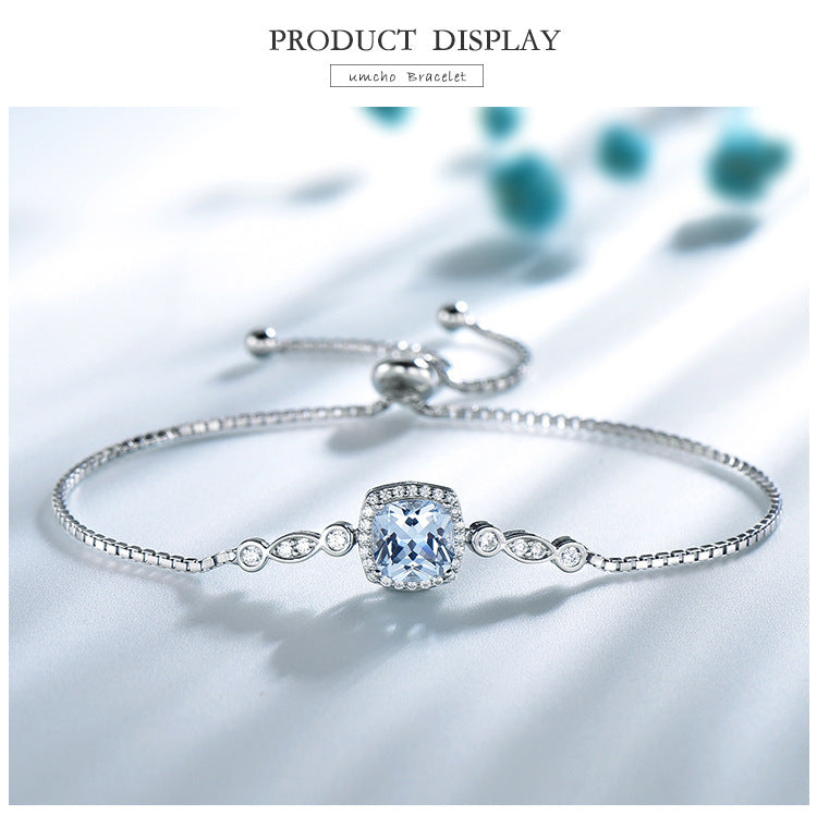 925 Collier en argent sterling Sky Blue Topaz Four-Piece Set