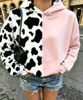 Femme Vintage Deux Léopards Graphic Print Hoodie