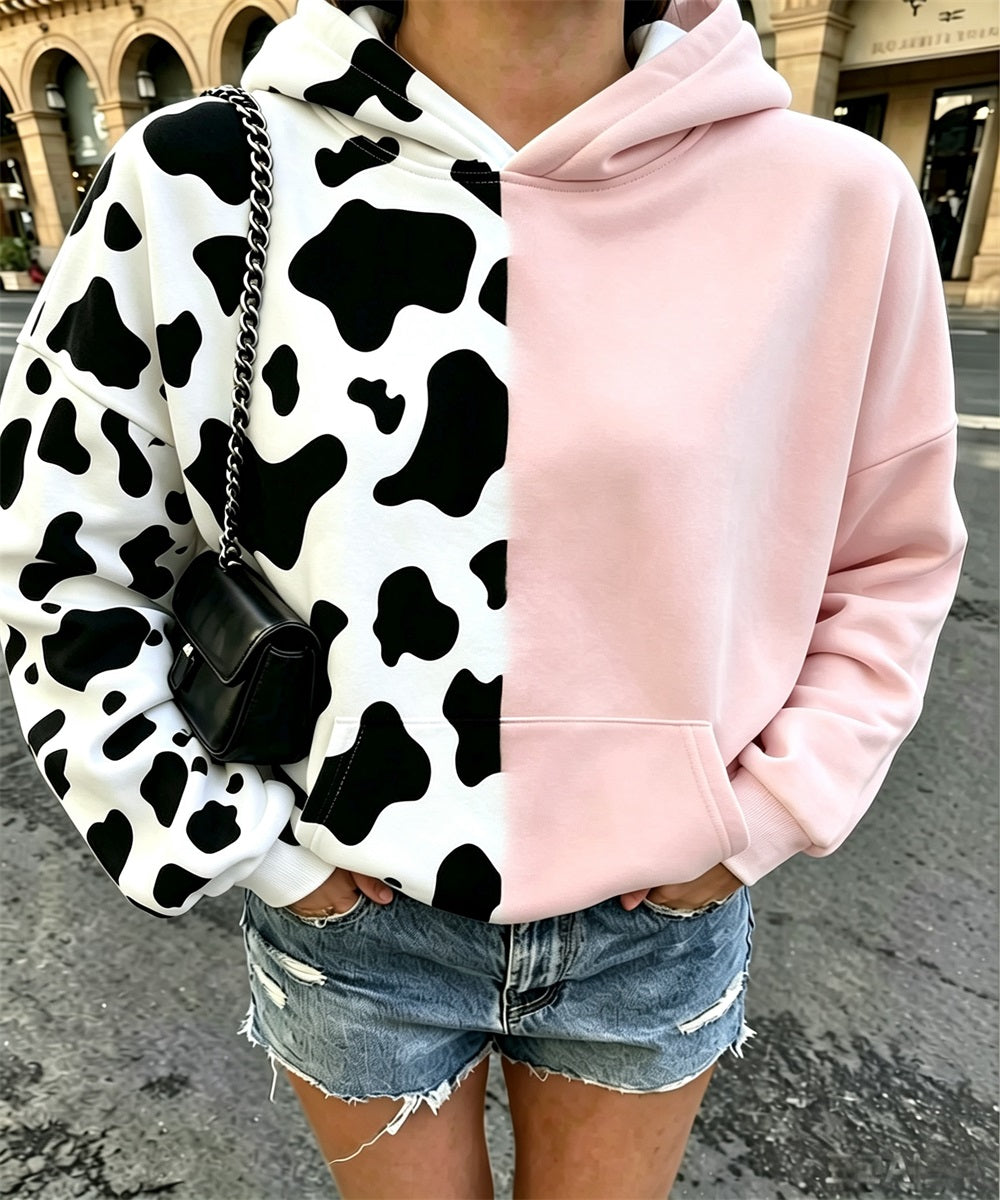 Femme Vintage Deux Léopards Graphic Print Hoodie