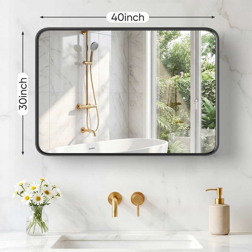 Miroir mural avec cadre en métal rectangulaire