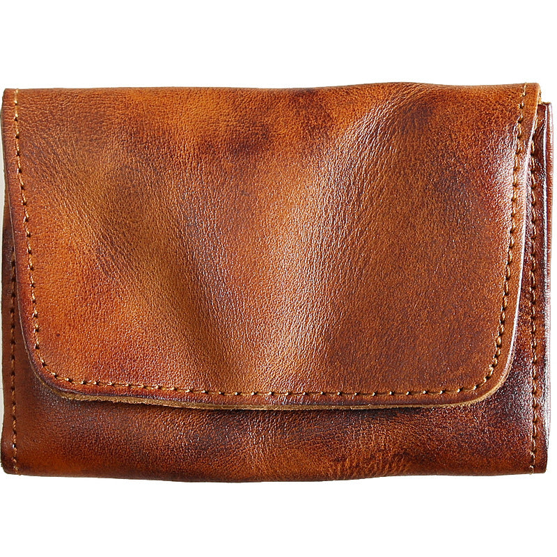 Portefeuille court en cuir de vache rétro pour hommes