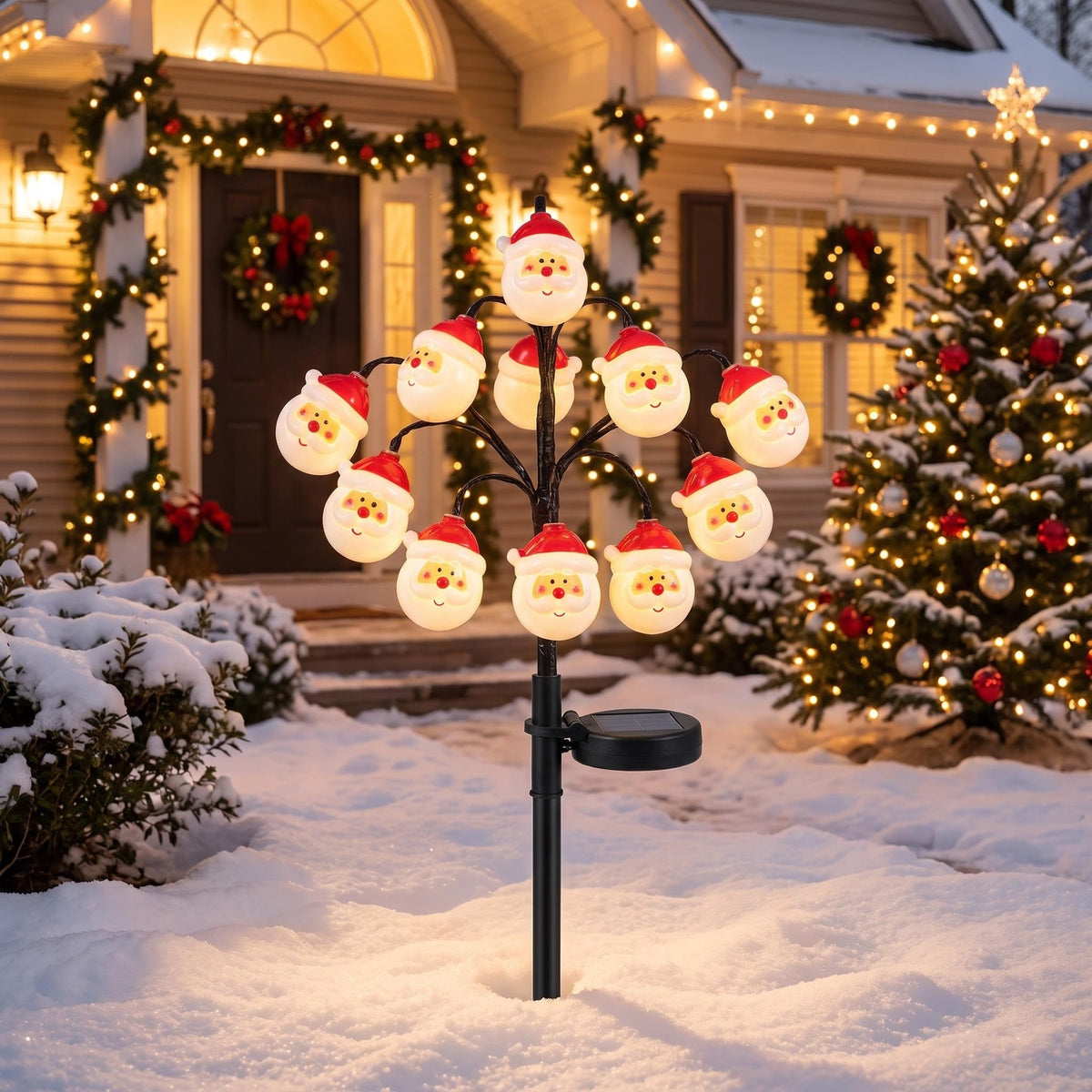 Lumières d'arbre décoratif à énergie solaire de la cour extérieure de Noël
