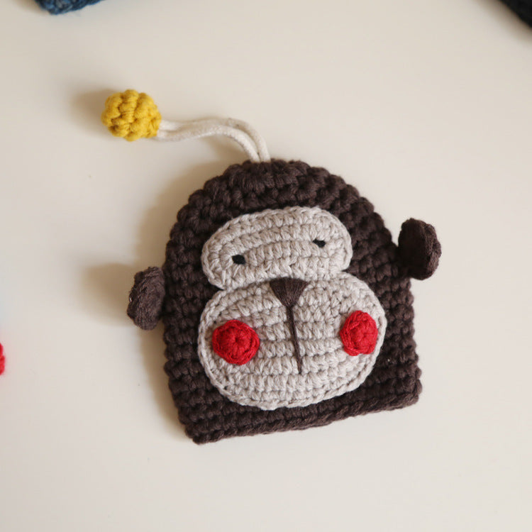Couvercle de protection tissé à la main pour le sac à clé tricoté mignon de dessin animé