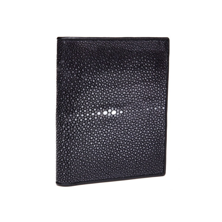 Portefeuille en cuir de poisson en perles horizontales et verticales hommes avec cuir de vache