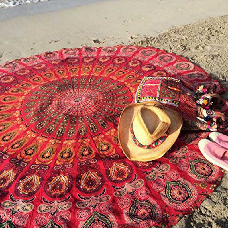 Tapis rond écharpe mandala tapisserie