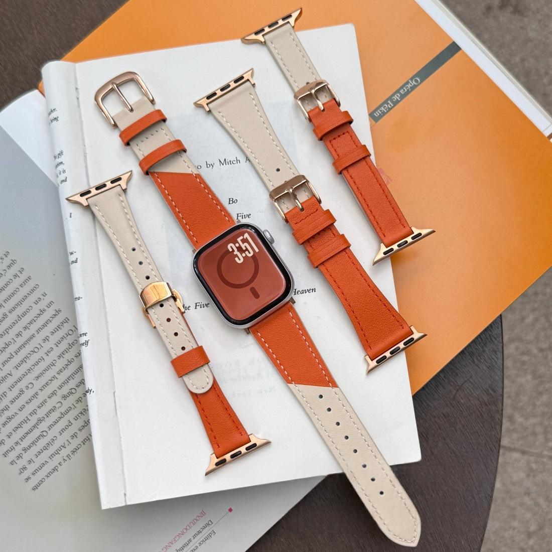 Bracelet en cuir beige orange