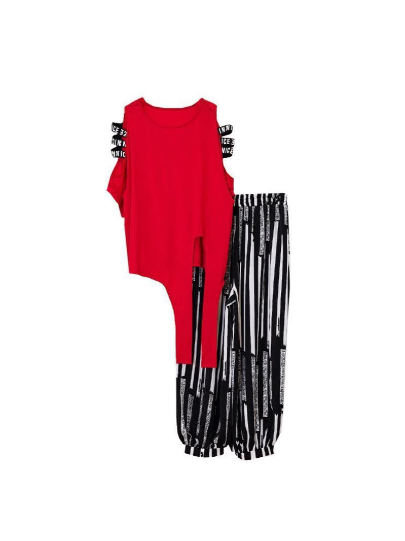 Ensemble en deux parties, haut et pantalons irréguliers