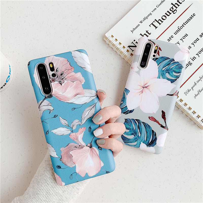 Étui de téléphone en feuille givrée fleur