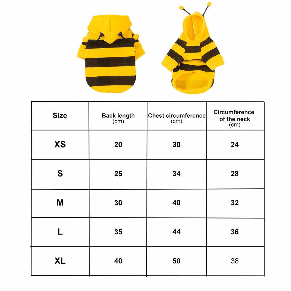 Costume d'abeille de chat mignon - Vêtements d'Halloween pour animaux Bumble Bee Cosplay Vêtements Antenne