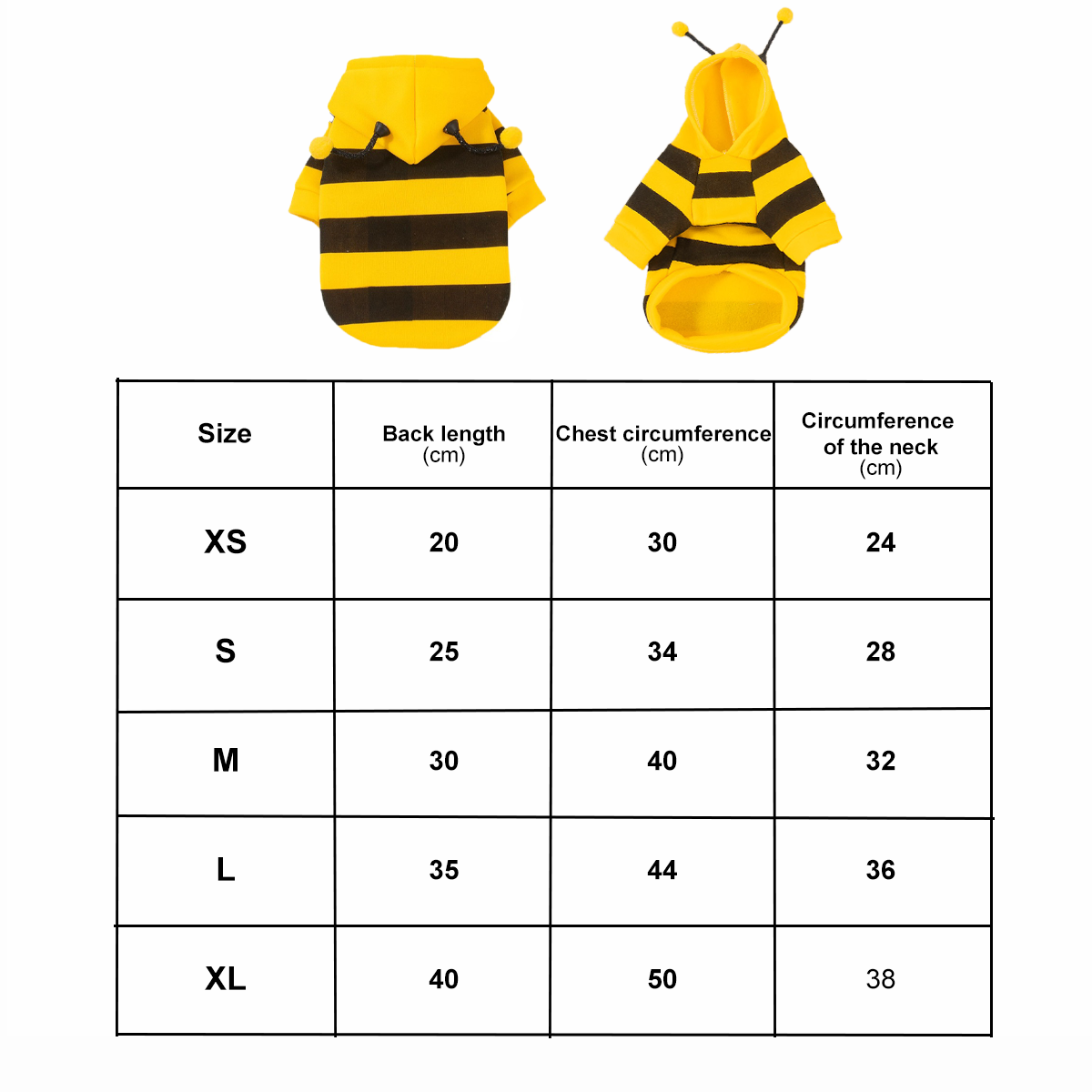 Costume d'abeille de chat mignon - Vêtements d'Halloween pour animaux Bumble Bee Cosplay Vêtements Antenne