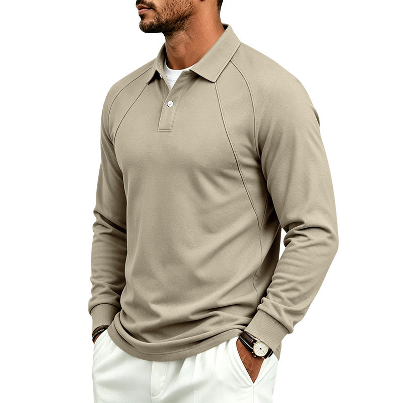 Lapel-bouton Sport Polo Homme à manches longues
