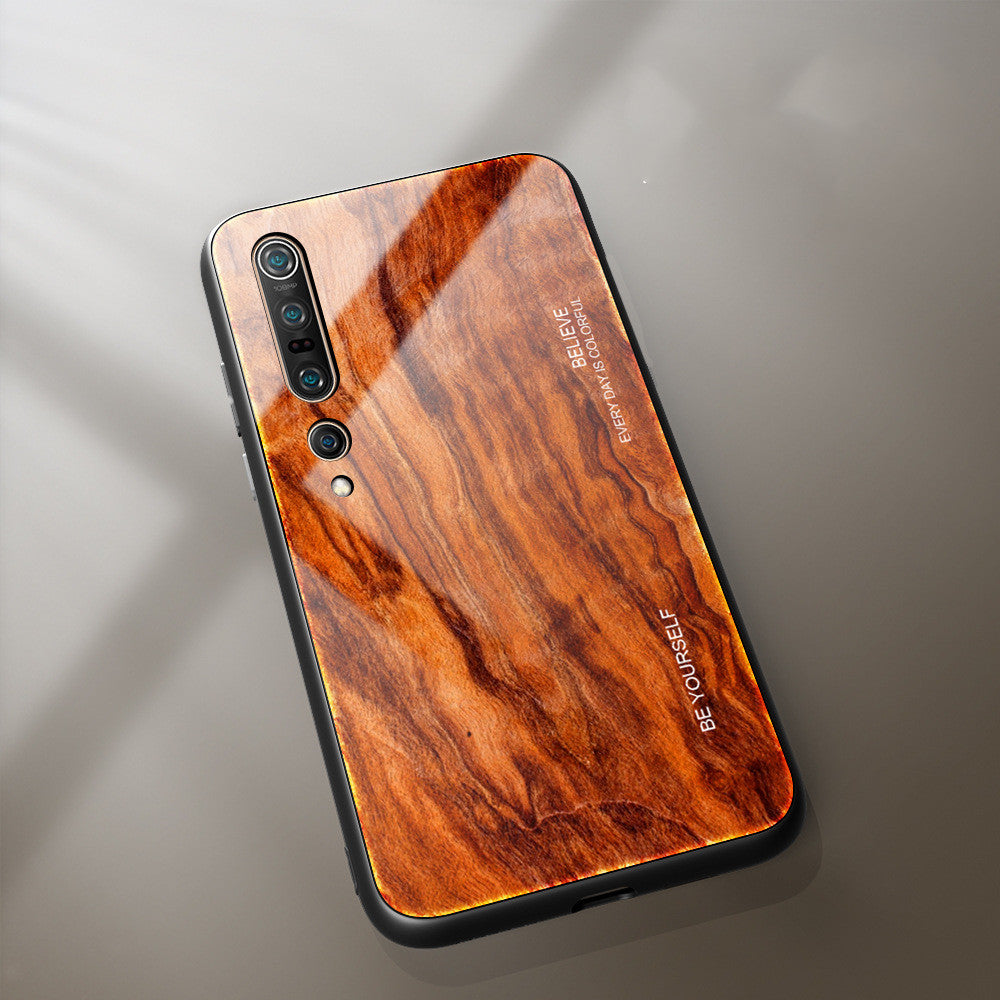 Étui téléphonique en verre de grain de bois