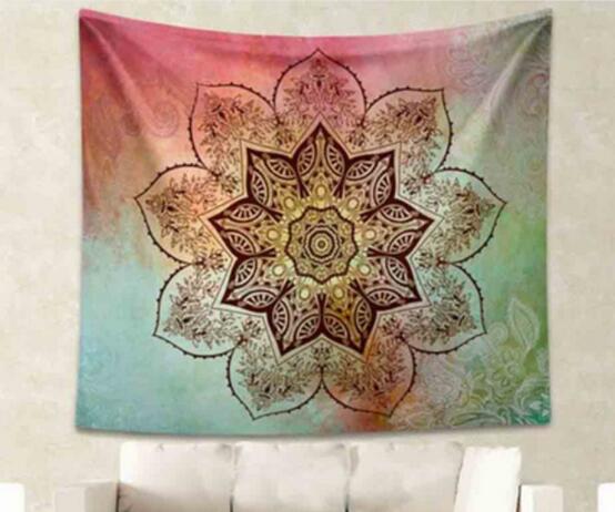 Indien Mandala Tapestry Vert Bleu Fleur Belle tapisserie murale 210x150cm Couverture de lit