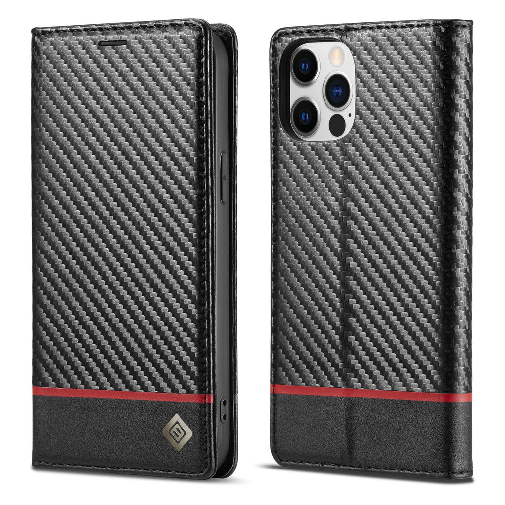 Convient pour boîtier de téléphone en fibre de carbone en cuir