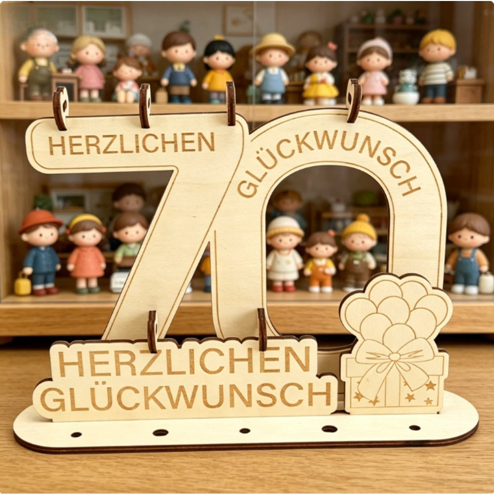 Ornement d'anniversaire en bois - Une pièce décorative élégante à accrocher pour les célébrations