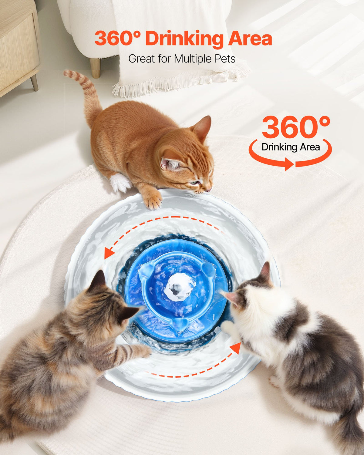 Fontaine d'eau pour chats en céramique 2.1L/71oz Fontaine pour chats et chiens