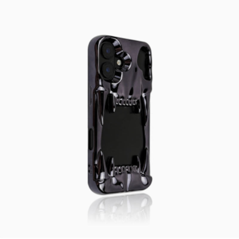 Electroplating Argent brillant Crâne creux Tiger dent téléphone mobile Case