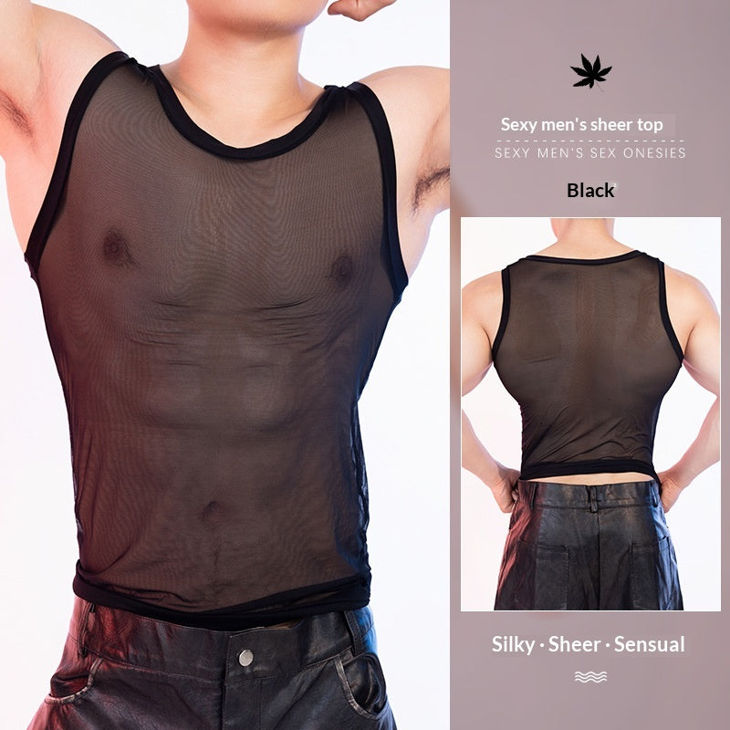 Hommes Sexy Form-fitting High-Stretch Léger et respirant Tank Top