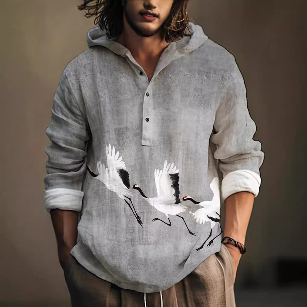 Pull à capuche avec boutons pour hommes