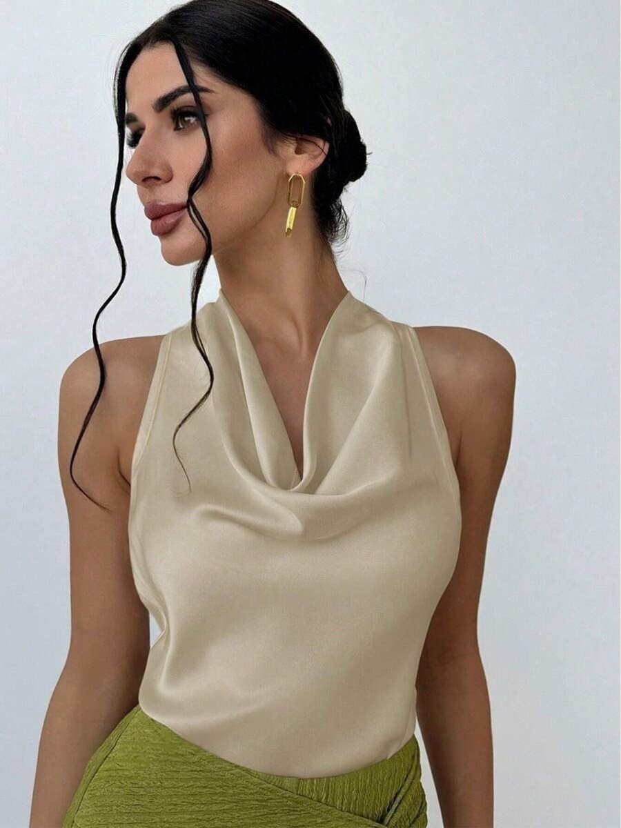 Women's Solid Color Sleeveless Satin Blouse