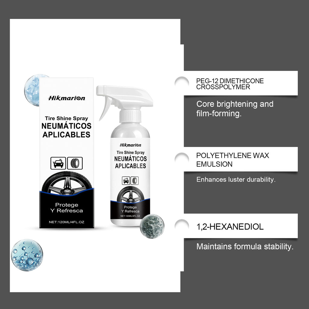 Hikmarion Tire Shine Spray est un agent de polissage et d'entretien de pneus approprié pour post-Was
