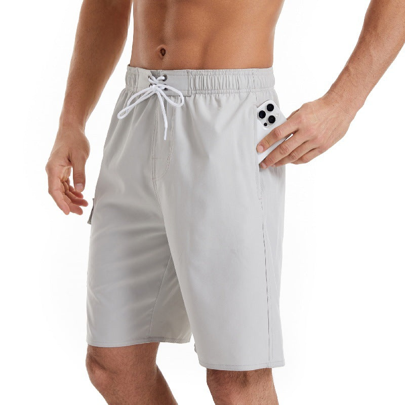 Cross Border Hommes Summer Solid Color Beach Pantalons Hommes Cinq Point Short Mesh Respirant