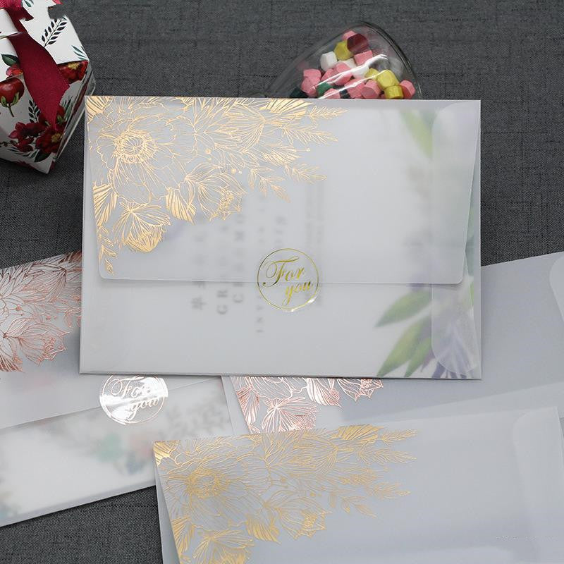 Carte d'invitation en papier d'acide sulfurique Bronzant le vernis mat
