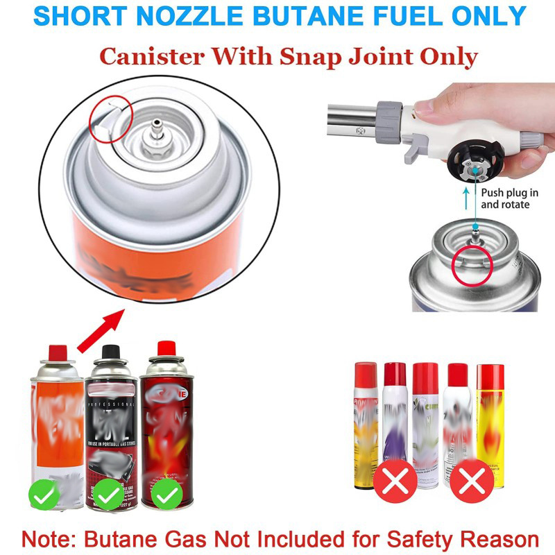 Blowtorch professionnel de cuisine Butane avec flamme réglable et rotation à 360 degrés pour ainsi