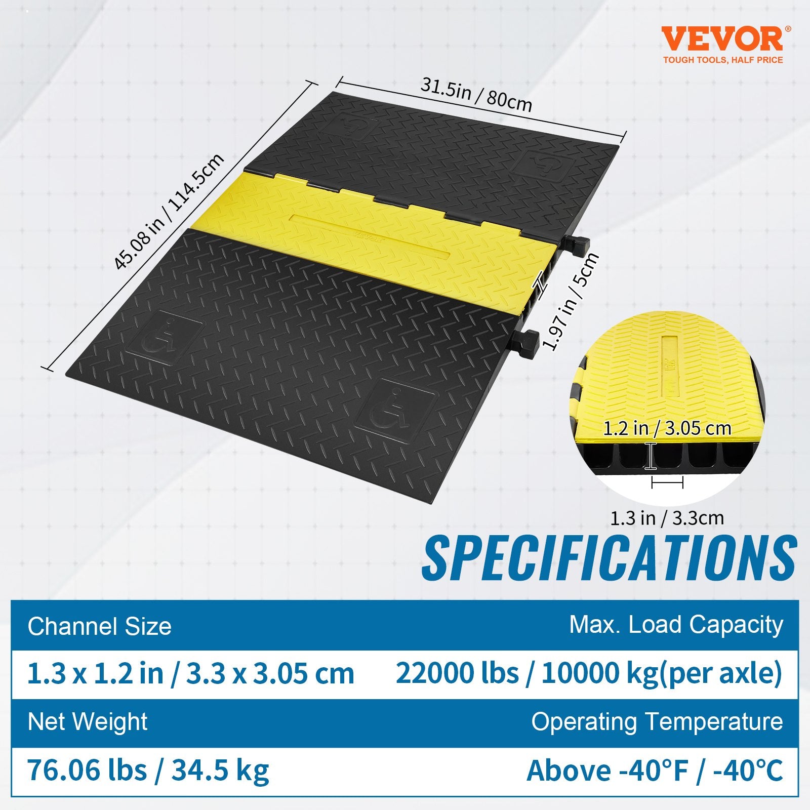 VEVOR 5Channel Cable Protecteur Ramp 22000lbs charge ADA câble de câble compatible