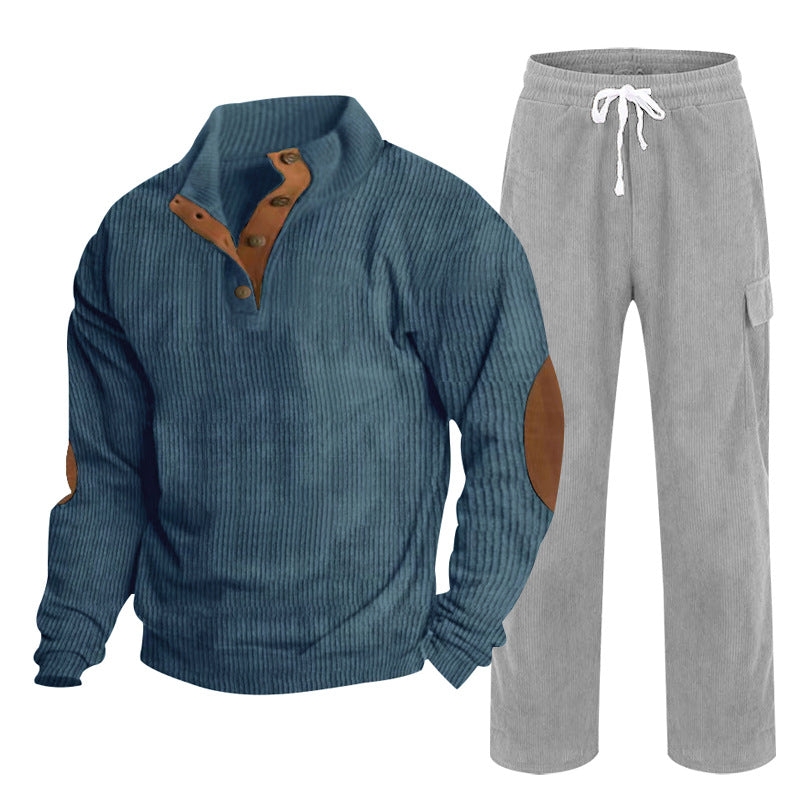 Hommes Corduroy Button-Down Henley Chemise et pantalons à queue droite