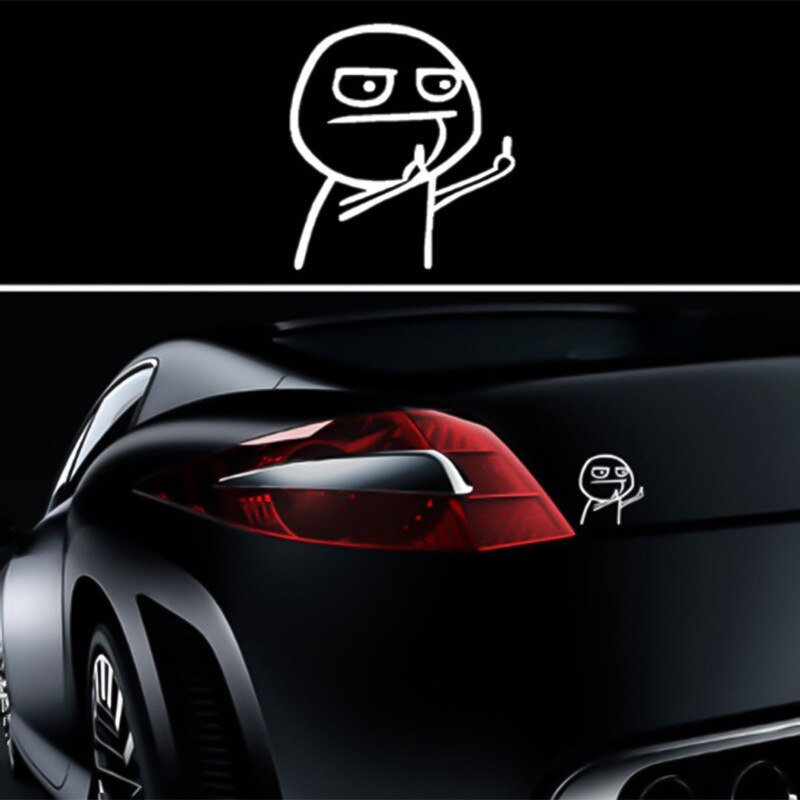 Doigt moyen mépriser drôle dessin animé carrosserie autocollant