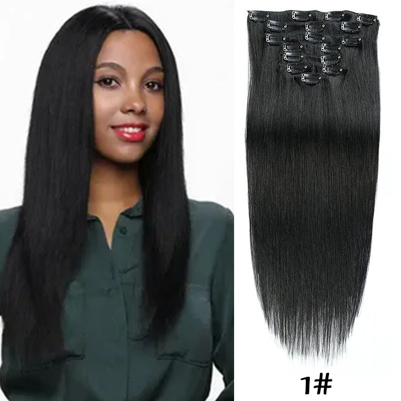 Clip-in cheveux réels cheveux humains sept-pièces ensemble 14 pouces 70g extensions de cheveux Perruque