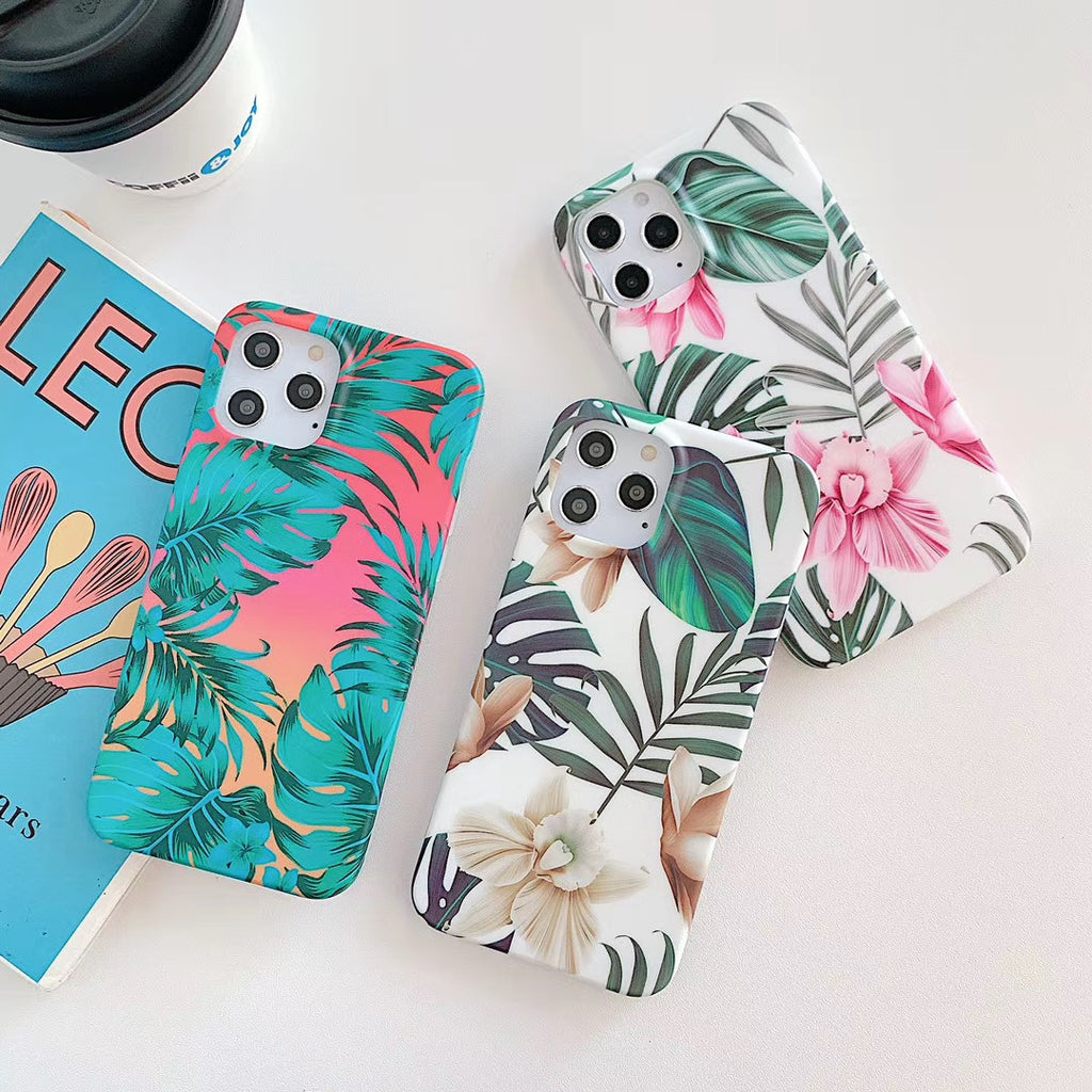 Rétro littéraire petite fleur feuille étui téléphone