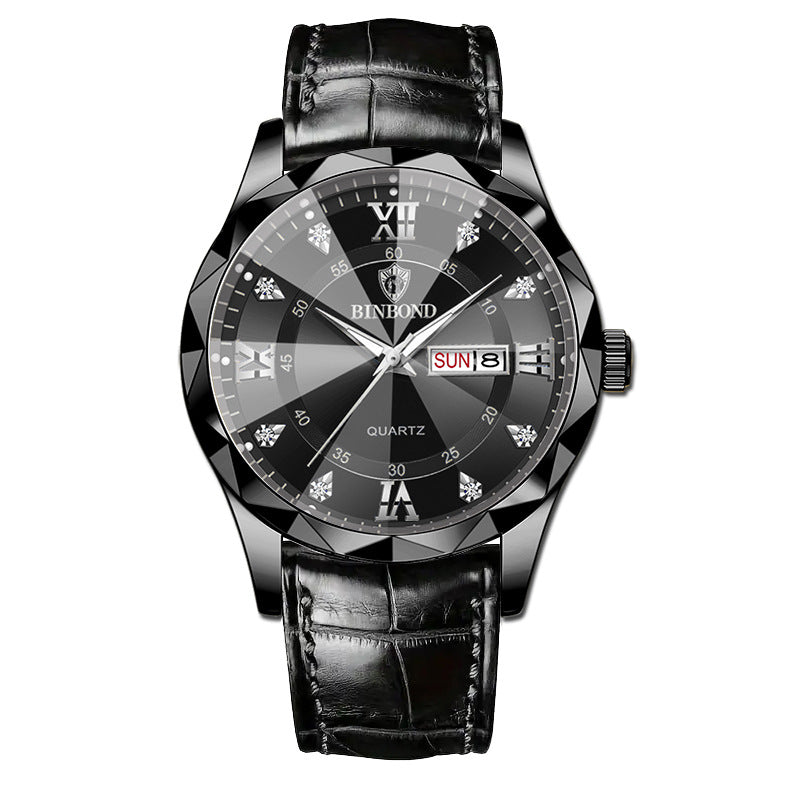 Véritable montre Quartz d'étudiant homme en cuir imperméable à l'eau