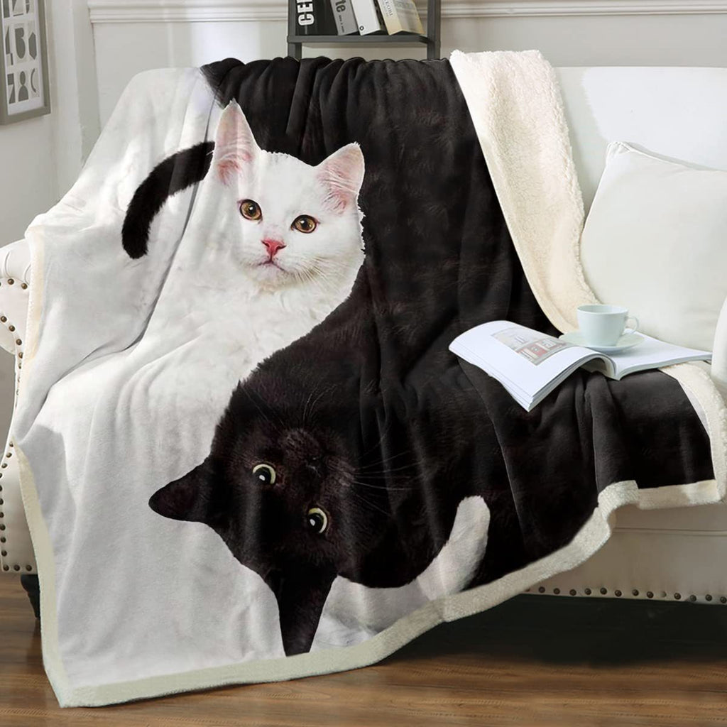 Cat Sherpa Blanket Animal Pattern Printing Enfants double couche