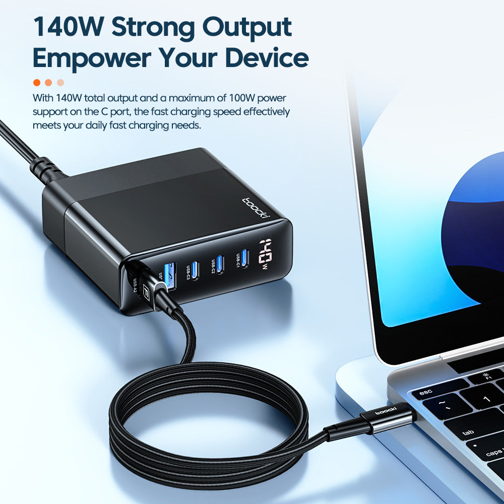 Affichage numérique 140W Gallium Nitride GaN Chargeur 3C2A Charge rapide