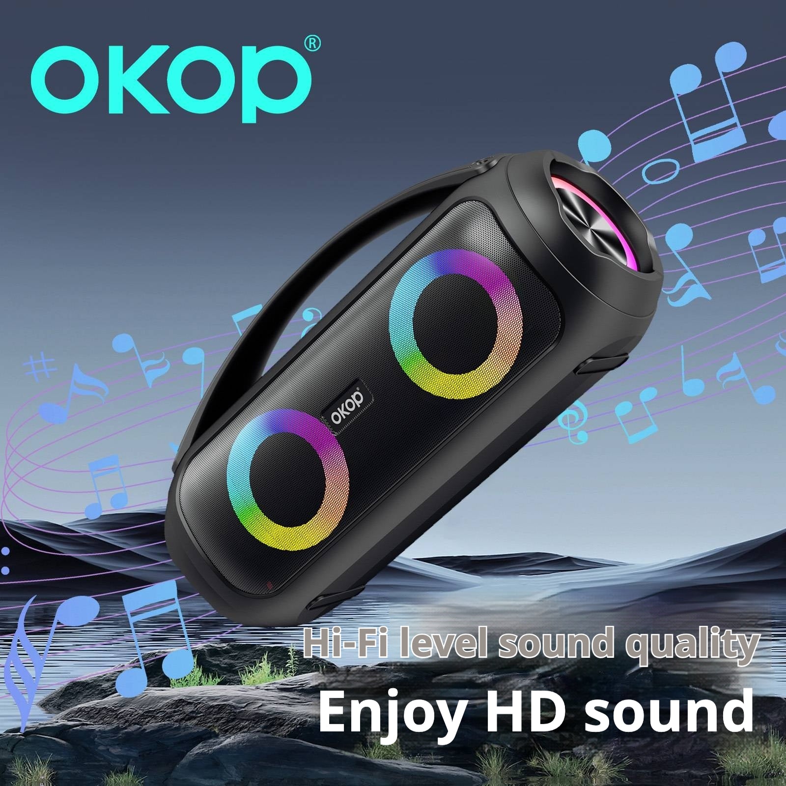 Haut-parleur Bluetooth KP-552 avec poignée portable 40W Subwoofer extérieur haute puissance parfait pour