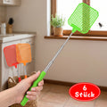 Ensemble de 6 swatters à mouche: 2 Rouge + 2 Orange + 2 Pièges d'insectes rétractables verts pour la maison