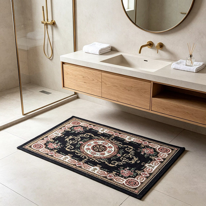 1pc European and American Style Vintage Floral Pattern Floor Mat