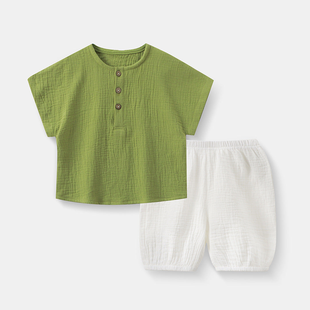 Pure Cotton Gauze Casual Home Ensemble à deux pièces pour bébés