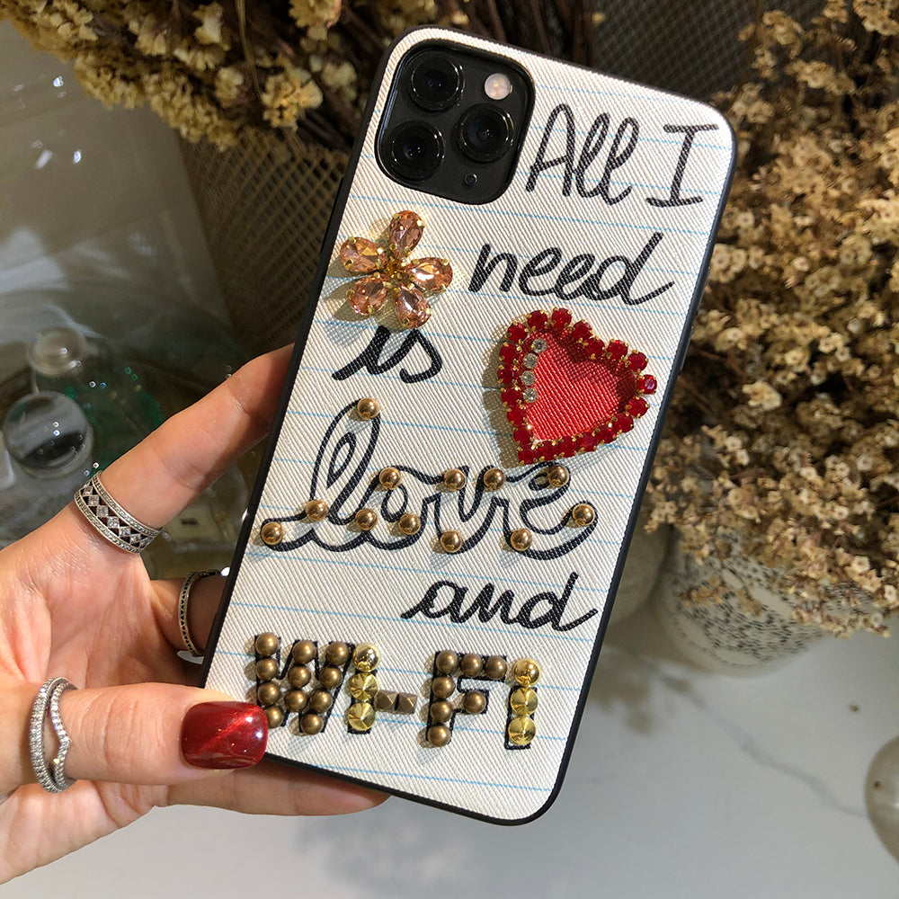 Luxury diamant amour et wifi téléphone étui