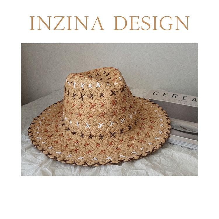 Rétro Personnalité Western Cowboy Style Chapeau de paille