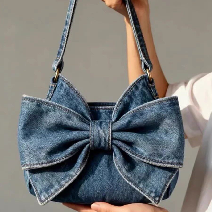 Sac de corps de denim à grande capacité avec Bow