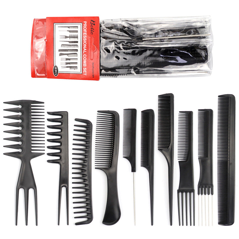 Ensemble de 10 pièces Peigne de coiffure costume Barber Shop Peigne de maquillage pour salon de coiffure