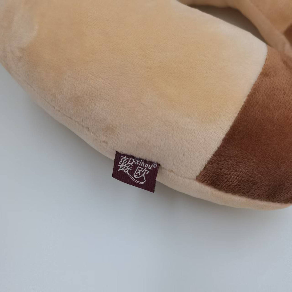 Mignon ours brun clair U en forme de cou de voyage Oreiller en peluche souple Support de cou Oreiller
